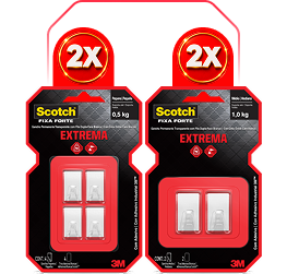 Gancho Scotch® Fixa Forte Fixação Extrema Transparente